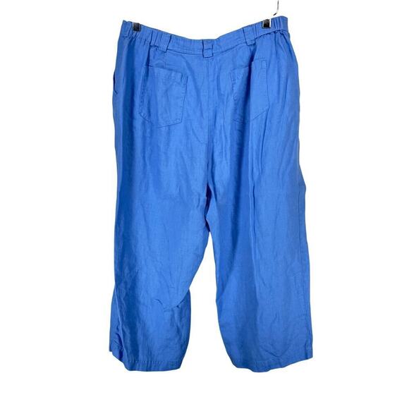 Y2K Vintage JM Collection Womens Blue 100% Linen Coordinating Capri Set Size 16 - Picture 5 of 6